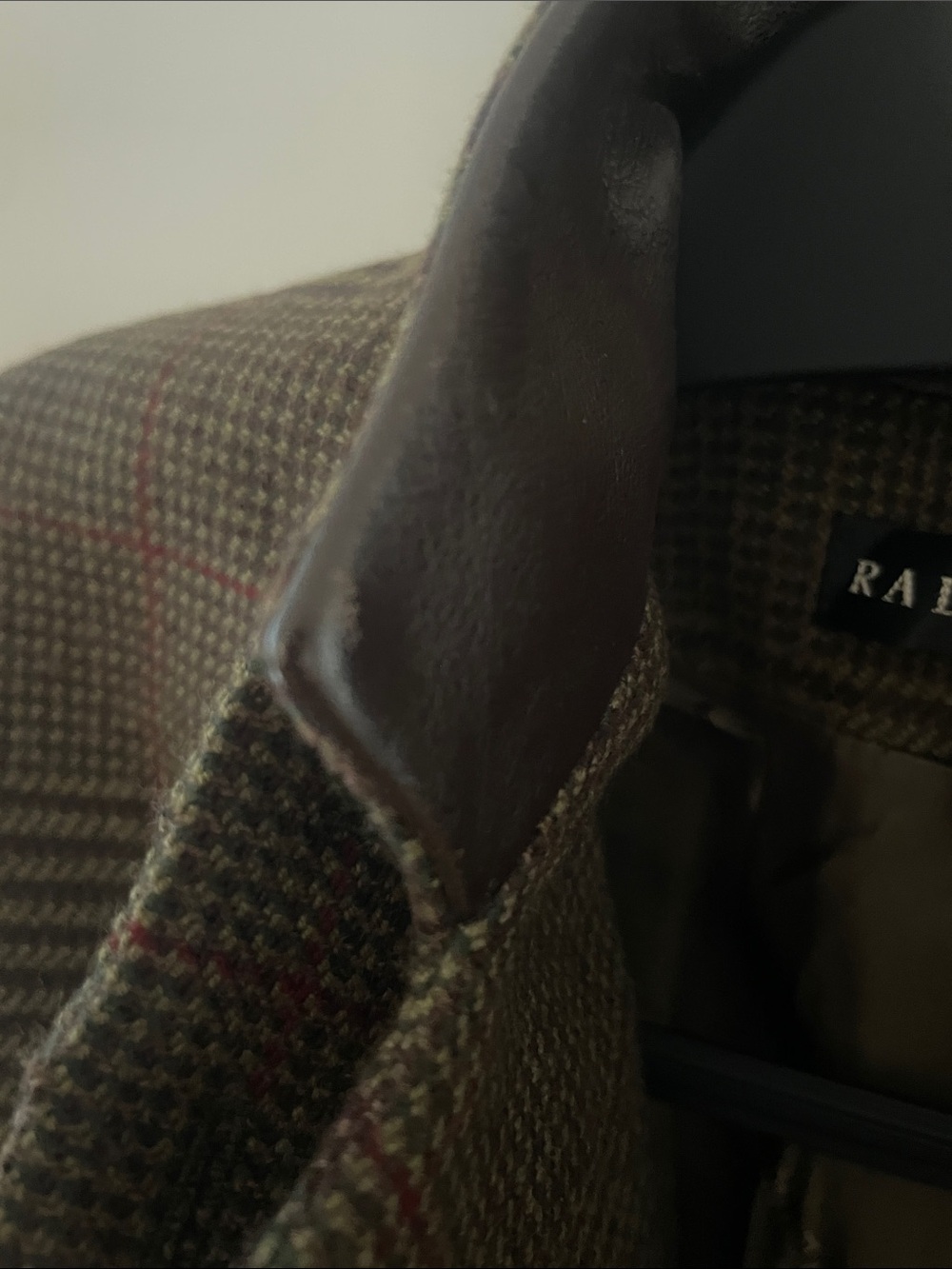 Vintage Ralph Lauren Black Label Brown Glen Plaid Sport Coat with leather collar - Picture 3 of 5